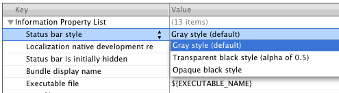 Status bar styleキーの設定例